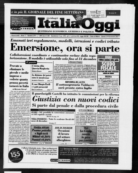 Italia oggi : quotidiano di economia finanza e politica